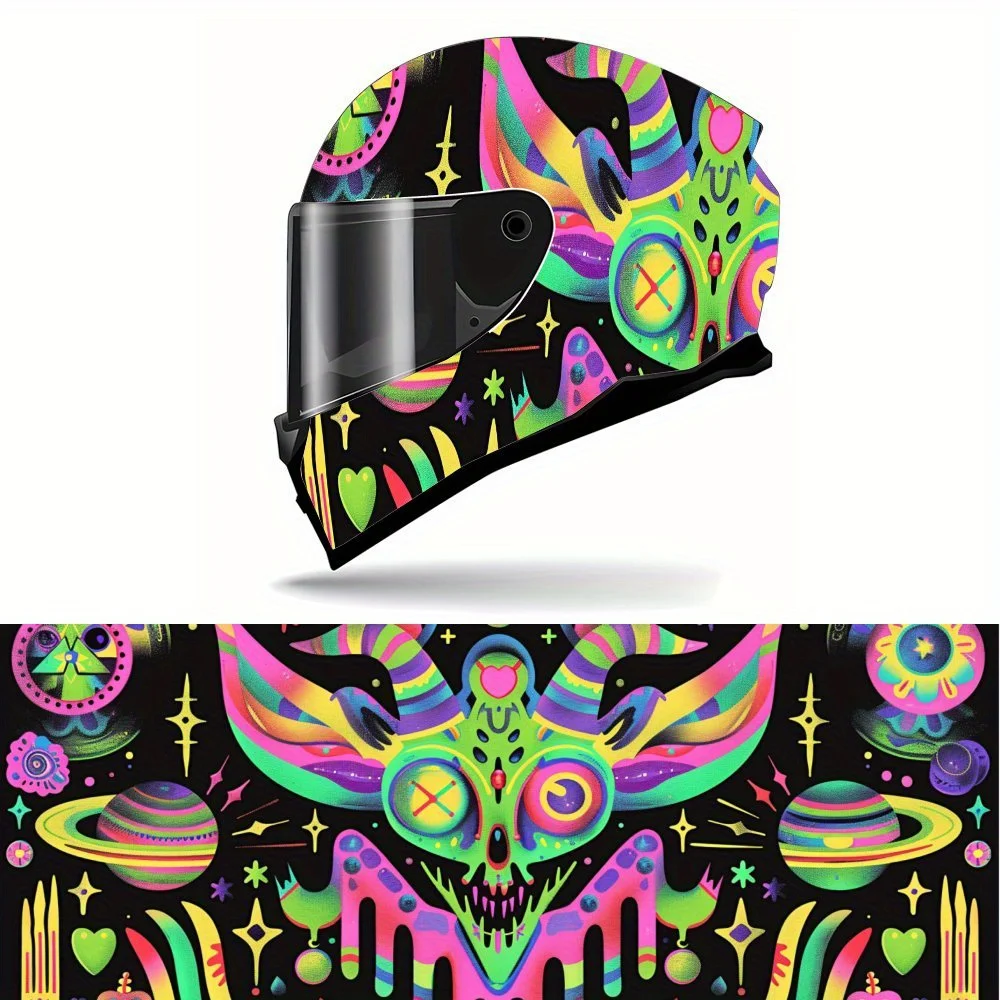 Fluorescent Alien Full Face Helmet Vinyl Wrap Sticker, Waterproof Scratch-Resistant Self-Adhesive PVC Decals, Artistic Aesthetic
Fluorescent Alien Full Face Helmet Vinyl Wrap Sticker, Waterproof Scratch-Resistant Self-Adhesive PVC Decals, Artistic Aesthetic