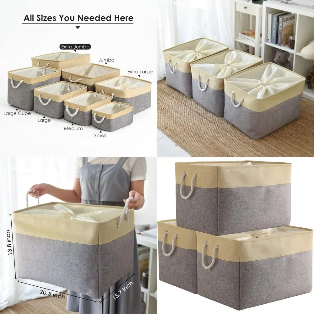 Набор тканевых ящиков для хранения Extra Jumbo из 3 предметов, 20,5 л x 15,7 В x 13,8 ч, золотисто-серый, для полок, шкафов и организации детской
Набор тканевых ящиков для хранения Extra Jumbo из 3 предметов, 20,5 л x 15,7 В x 13,8 ч, золотисто-серый, для полок, шкафов и организации детской