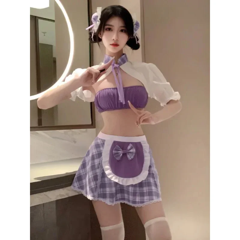 Chinese Trendy Baby Strap Temptation Maid Dress Sexy Underwear Pure Desire Dress Elegant Purple Sweet Fashion Tops 
Chinese Trendy Baby Strap Temptation Maid Dress Sexy Underwear Pure Desire Dress Elegant Purple Sweet Fashion Tops