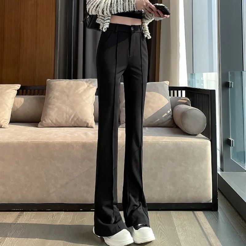 2023 Spring Summer New Draping Bell-bottom Minimal Commuting Pants Women Thin Slim High Waist Suit Slight Drags Floor Trousers
2023 Spring Summer New Draping Bell-bottom Minimal Commuting Pants Women Thin Slim High Waist Suit Slight Drags Floor Trousers