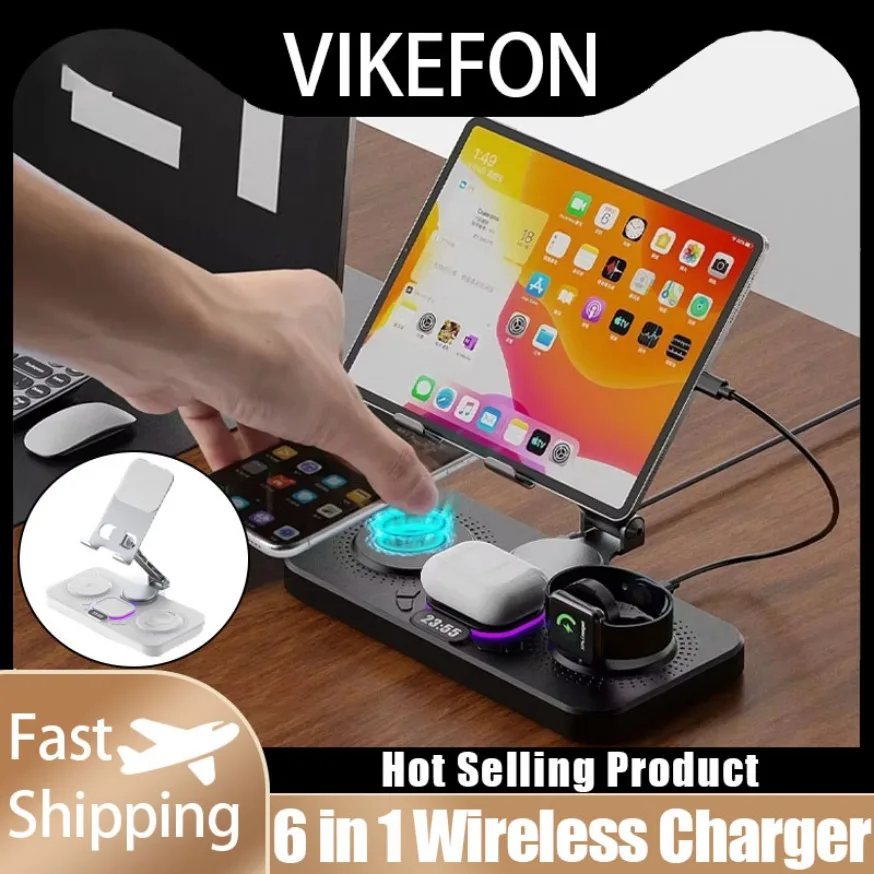 Mutifunctional Magnetic Wireless Charger Desktop Phone Holder Tablet Stand for Magsafe iPhone 12-16 Apple Watch 2-9 AirPods Pro
Mutifunctional Magnetic Wireless Charger Desktop Phone Holder Tablet Stand for Magsafe iPhone 12-16 Apple Watch 2-9 AirPods Pro