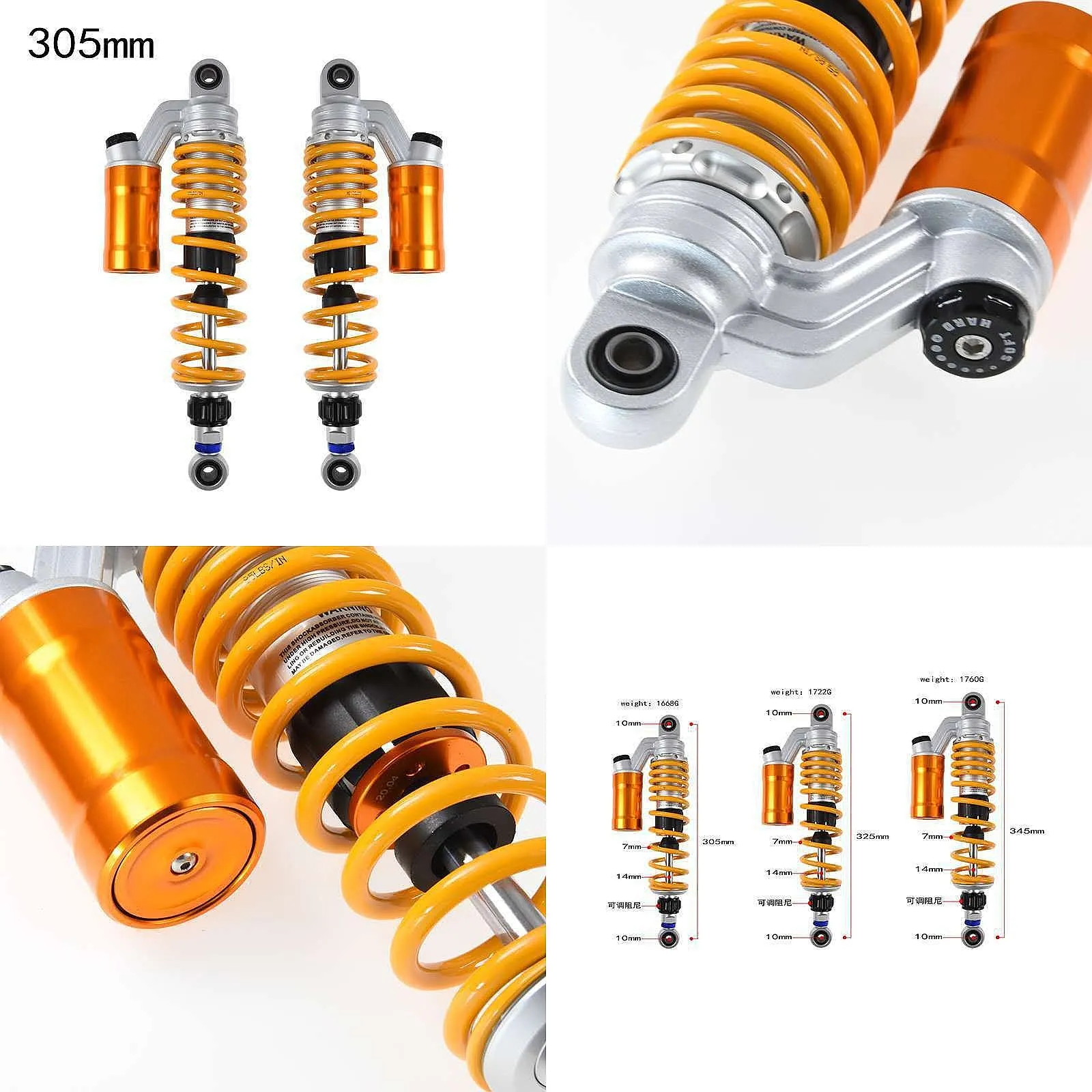 Motorcycle Shock Absorber Adjustable Damping Preload for CB400 VTEC XJR400
Motorcycle Shock Absorber Adjustable Damping Preload for CB400 VTEC XJR400
