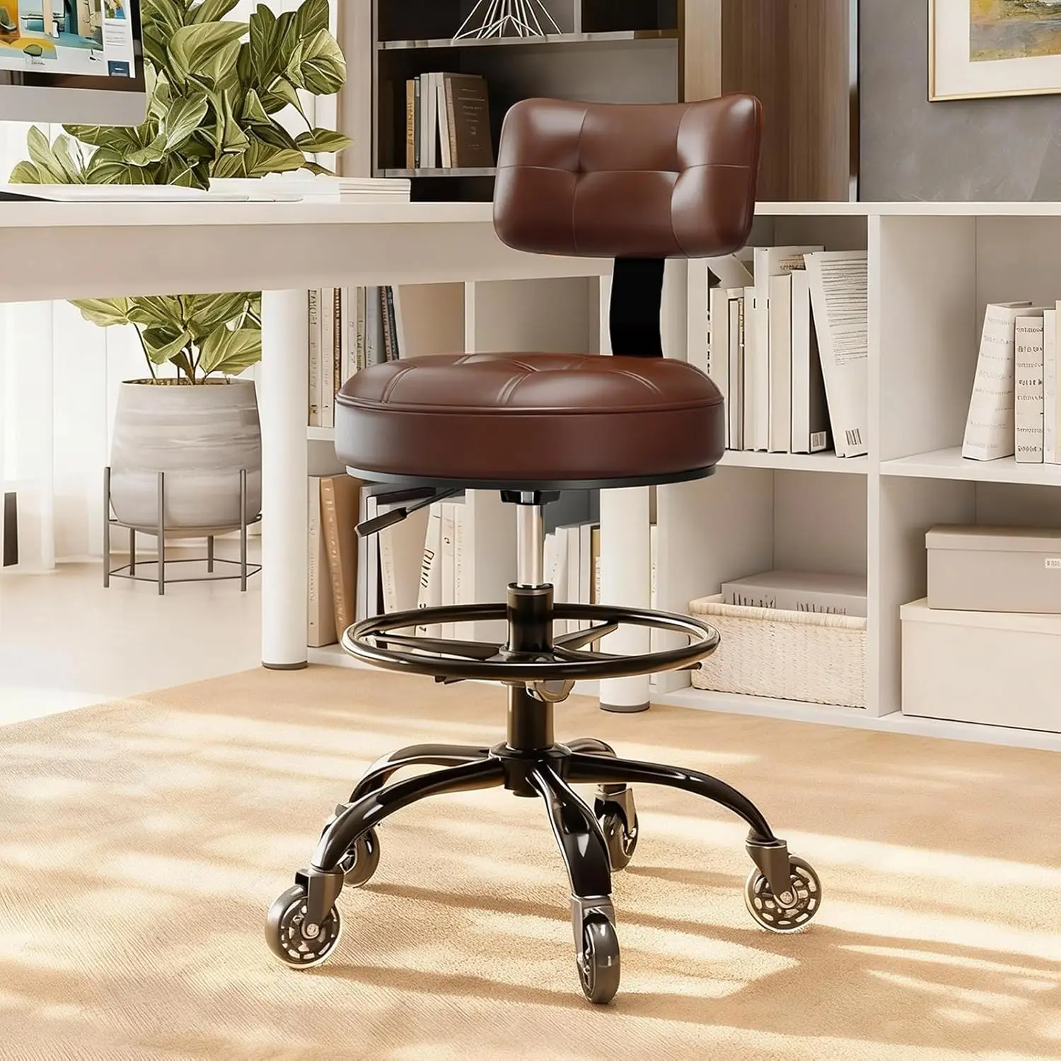 Adjustable Drafting Chair with Footrest, Ergonomic Back Support, 330 lbs Capacity, Silent Wheels, PU Leather, Brown
Adjustable Drafting Chair with Footrest, Ergonomic Back Support, 330 lbs Capacity, Silent Wheels, PU Leather, Brown