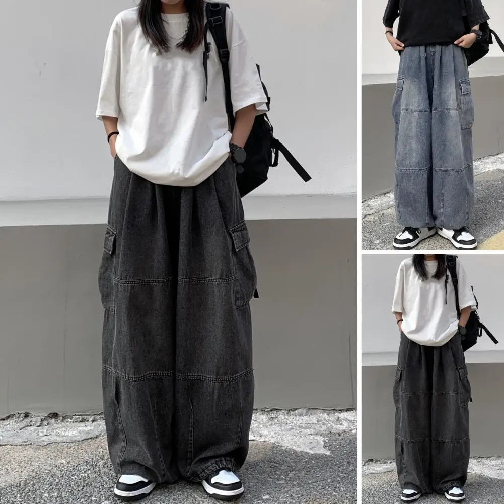 Vintage Washed Denim Trousers Retro Washed Wide Leg Jeans with Drawstring Waist Side Pockets Unisex Streetwear for Hop for High
Vintage Washed Denim Trousers Retro Washed Wide Leg Jeans with Drawstring Waist Side Pockets Unisex Streetwear for Hop for High