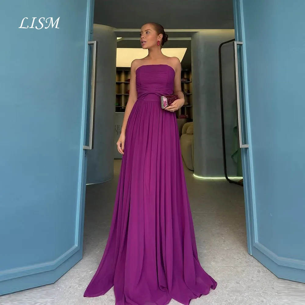LISM Strapless A-Line Evening Dresses Silk Chiffon Simple Long Elegant Prom Dresses Customized robe de soirée Party Dresses
LISM Strapless A-Line Evening Dresses Silk Chiffon Simple Long Elegant Prom Dresses Customized robe de soirée Party Dresses