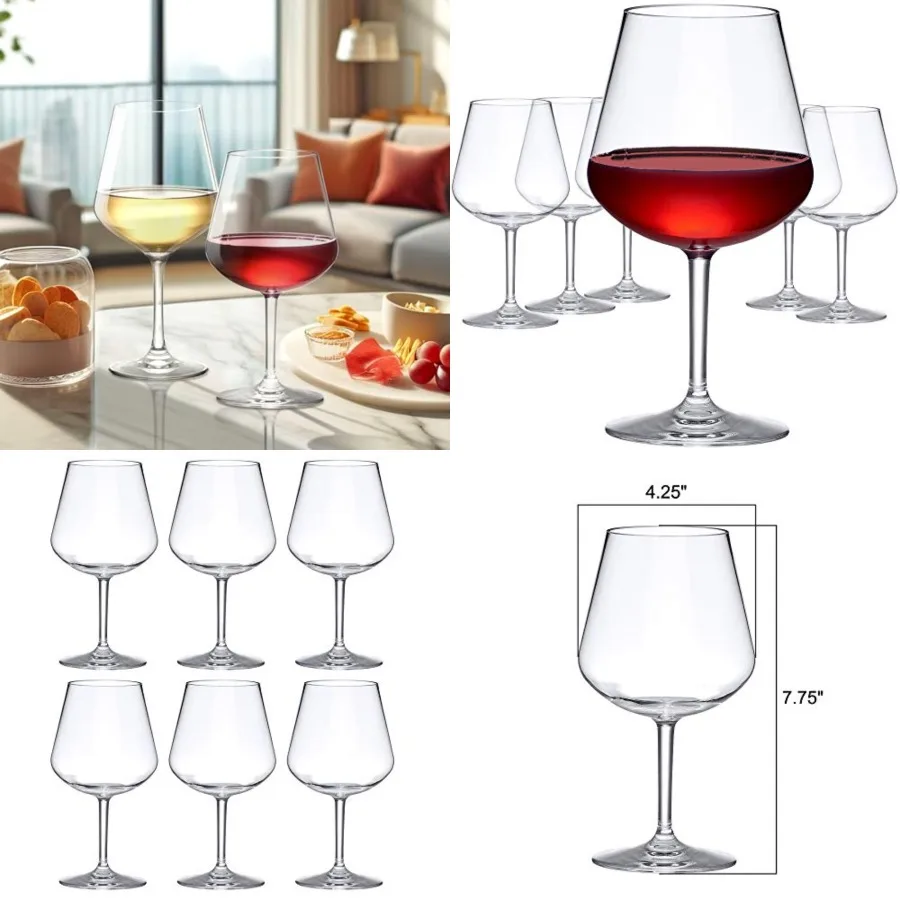 - Sienna - 20-Ounce Unbreakable Tritan Wine Glasses Set of 6,Plastic Red Wine Glasses, Reusable, BPA-Free, Dishwasher-Safe, Per
- Sienna - 20-Ounce Unbreakable Tritan Wine Glasses Set of 6,Plastic Red Wine Glasses, Reusable, BPA-Free, Dishwasher-Safe, Per