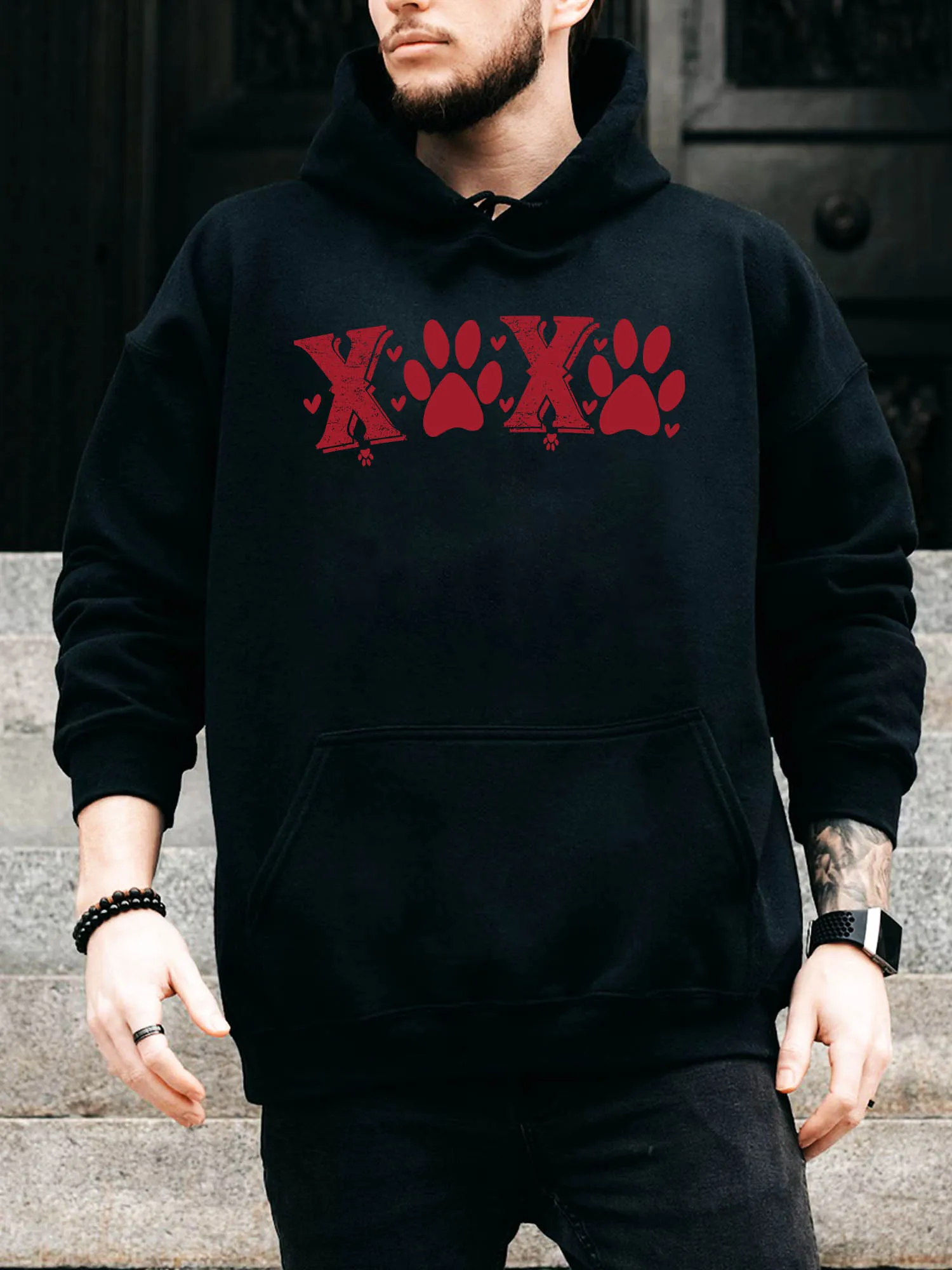 Xoxo Paws Men's Drawstring Hoodie - Casual Comfortable Black Pullover, Fall & Winter Hooded Sweatshirt
Xoxo Paws Men's Drawstring Hoodie - Casual Comfortable Black Pullover, Fall & Winter Hooded Sweatshirt