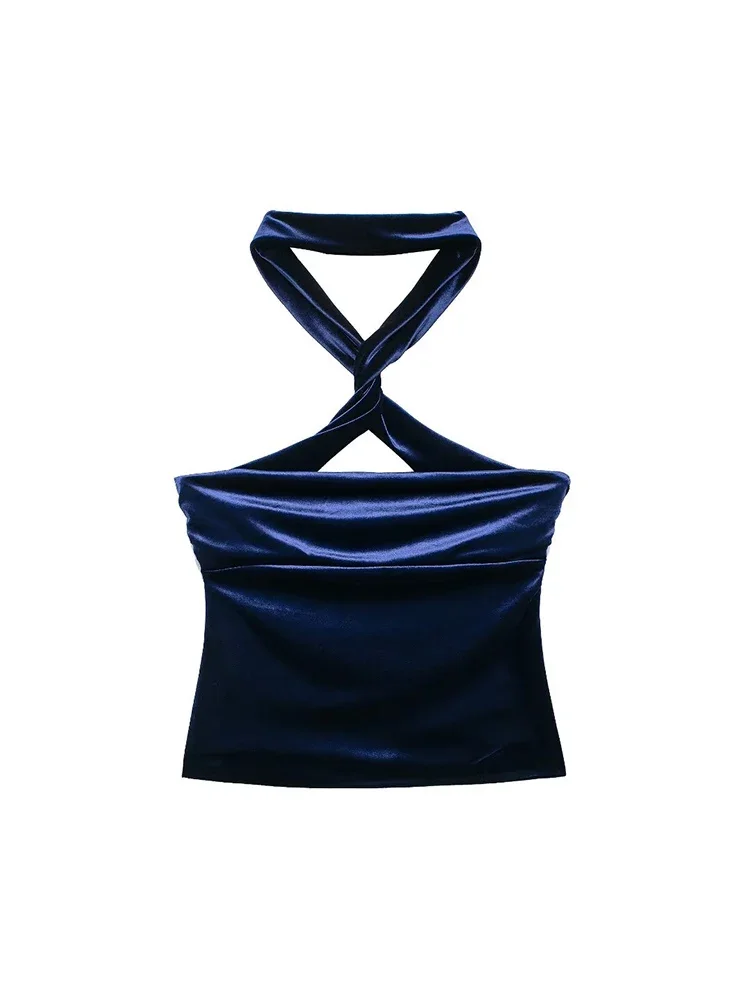Willshela Women Fashion Blue Pleated Backless Side Zipper Tops Vintage Halter Neck Sleeveless Female Chic Lady Top
Willshela Women Fashion Blue Pleated Backless Side Zipper Tops Vintage Halter Neck Sleeveless Female Chic Lady Top