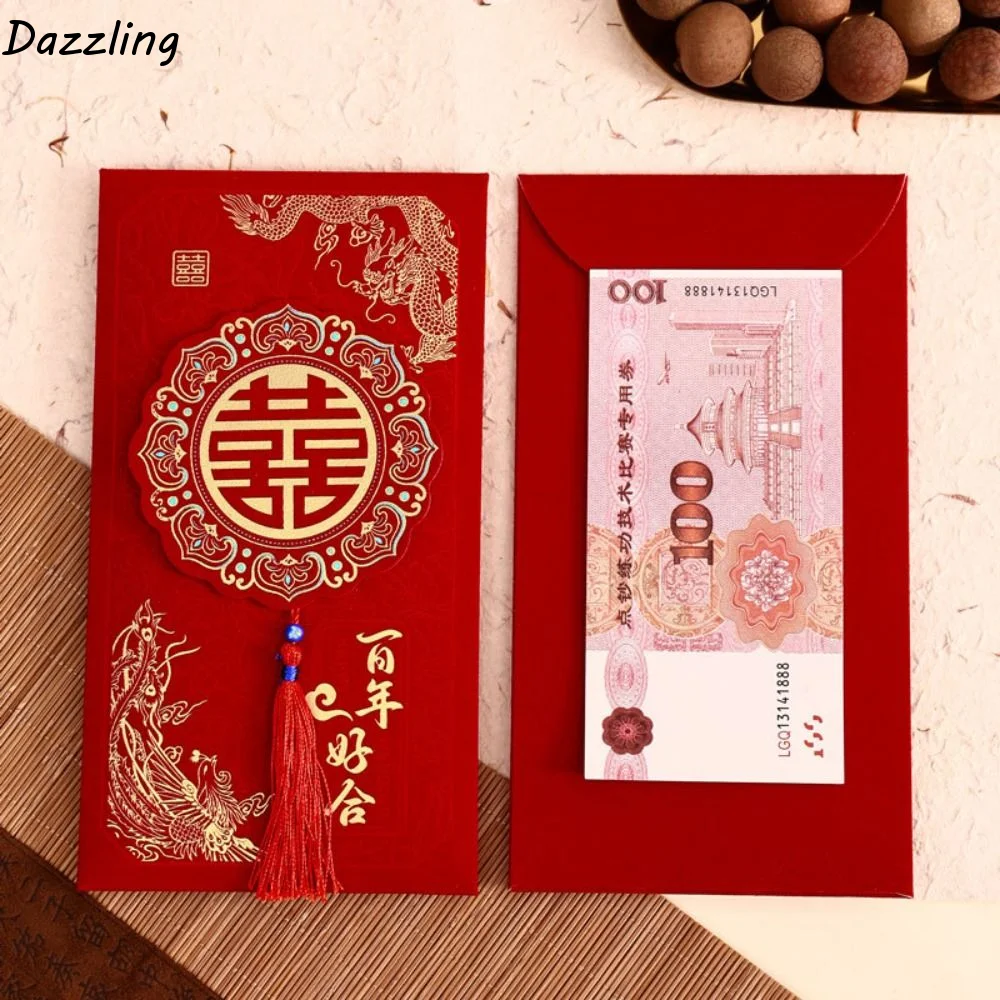 2Pcs/set Chinese Style Wedding Red Envelope Hongbao Bronzing Red Envelope Traditional Tassel Money Red Pocket Wedding Party
2Pcs/set Chinese Style Wedding Red Envelope Hongbao Bronzing Red Envelope Traditional Tassel Money Red Pocket Wedding Party