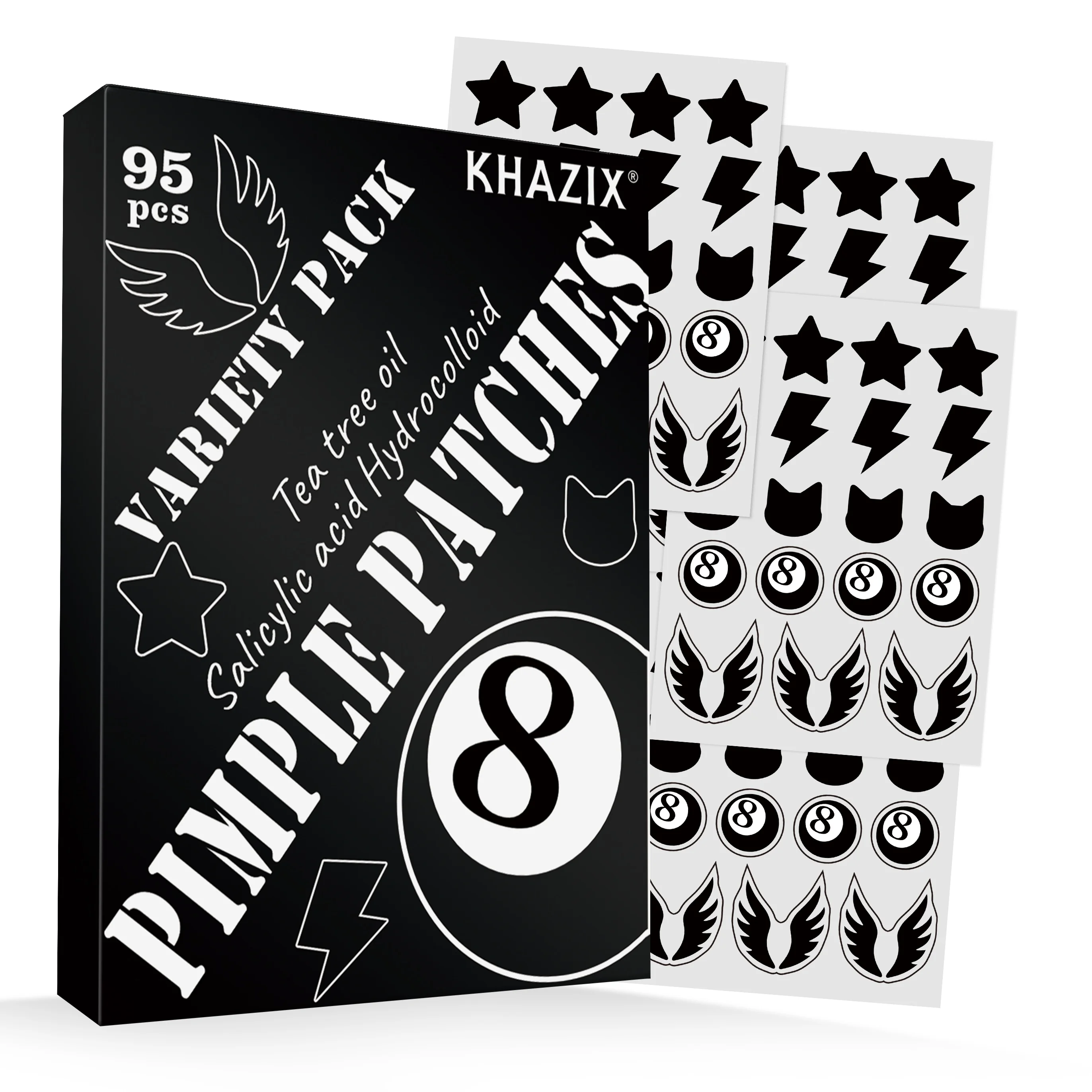 95 шт. черные восемь пластырей от прыщей, нежные, не раздражающие, пятна
95 шт. черные восемь пластырей от прыщей, нежные, не раздражающие, пятна