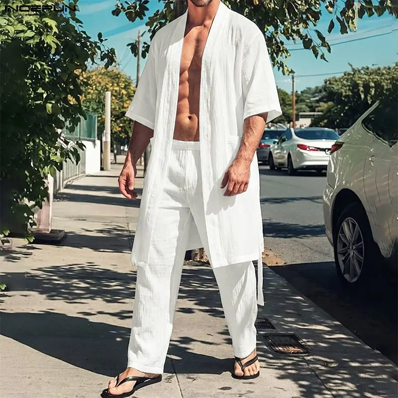 INCERUN Men's Sets Solid Open Stitch Half Sleeve Cardigan Shirt Pants Two Piece Sets Streetwear Loose Casual Men Matching Sets
INCERUN Men's Sets Solid Open Stitch Half Sleeve Cardigan Shirt Pants Two Piece Sets Streetwear Loose Casual Men Matching Sets