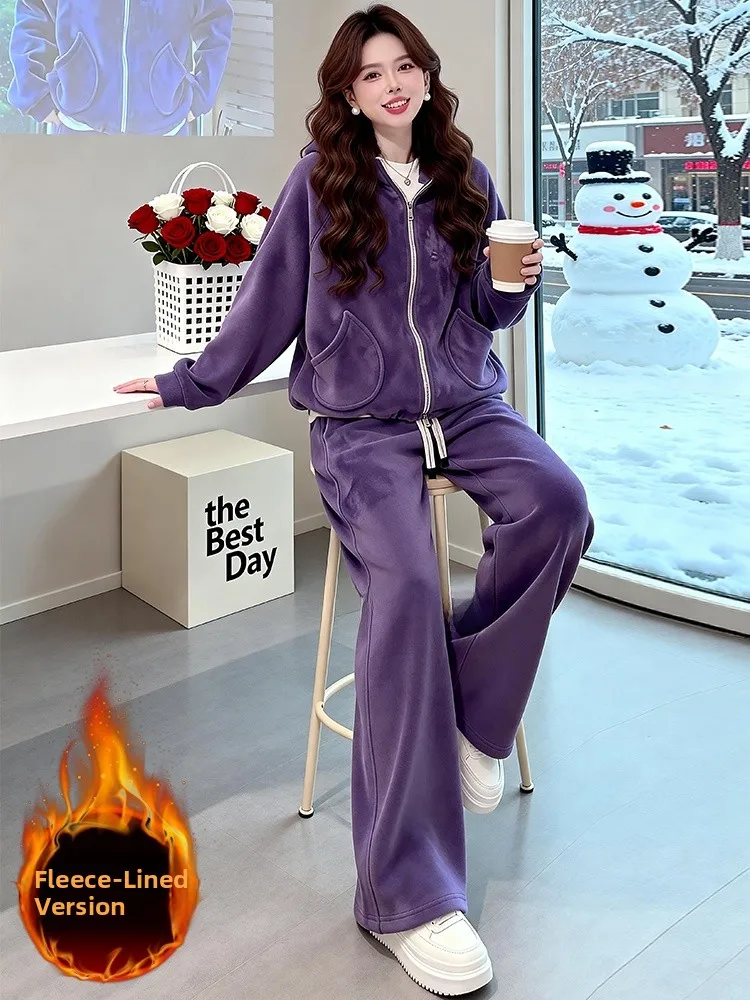 Fashionable Casual Sportswear Set Women's Spring 2026 Fleece Long Sleeve Hoodie Cardigan Wide Leg Pants Two Piece Set
Fashionable Casual Sportswear Set Women's Spring 2026 Fleece Long Sleeve Hoodie Cardigan Wide Leg Pants Two Piece Set