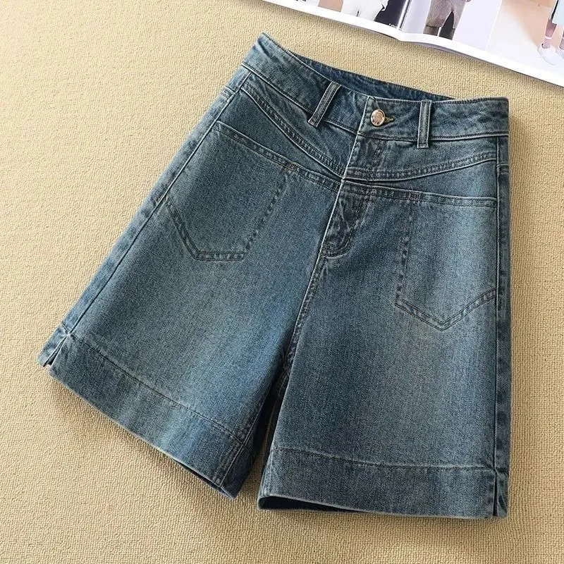 Women's High Waist A-Line Denim Shorts Retro Loose Straight Knee Length Shorts
Women's High Waist A-Line Denim Shorts Retro Loose Straight Knee Length Shorts