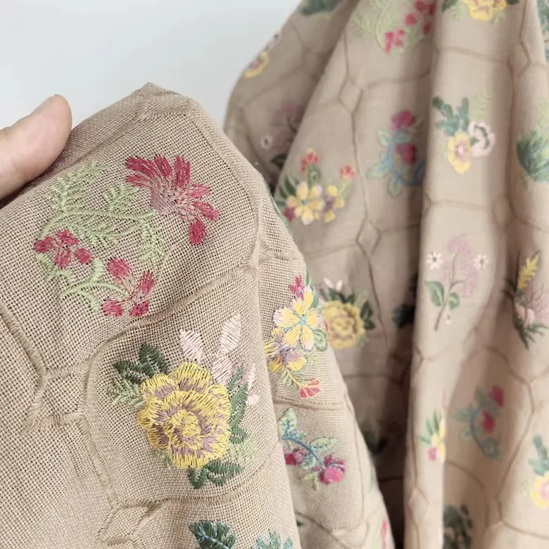 1yard rhombus Nine Palace Grid Plant Embroidery telas Coffee colored linen fabric clothing cheongsam matirial fabric for dress
1yard rhombus Nine Palace Grid Plant Embroidery telas Coffee colored linen fabric clothing cheongsam matirial fabric for dress