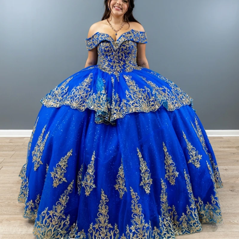 Royal Blue Quinceanera Dresses Ball Gown Off The Shoulder Applique Lace Beading Tull Party Birthday Sweet 16 Dress Vestidos 15
Royal Blue Quinceanera Dresses Ball Gown Off The Shoulder Applique Lace Beading Tull Party Birthday Sweet 16 Dress Vestidos 15
