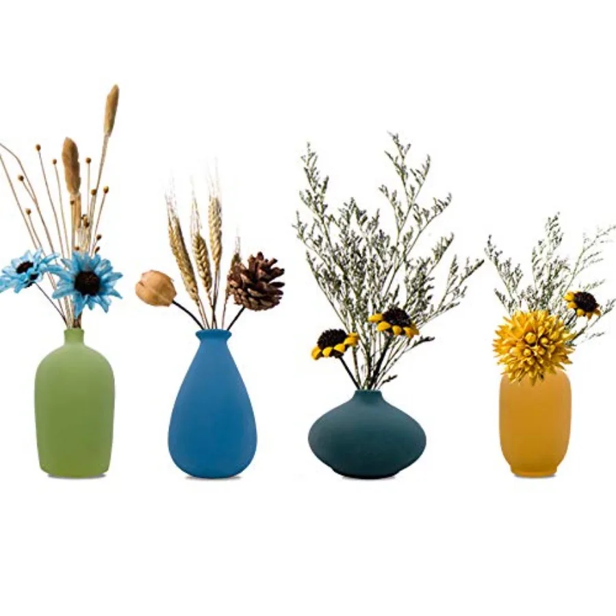 Small Ceramic Vase Decorative, Set of 4 Flower Bud Vases
Small Ceramic Vase Decorative, Set of 4 Flower Bud Vases