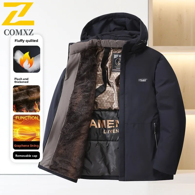 Men's Business-Casual Graphene Winter Jacket Detachable Hood Thermal Coat with Premium Textured Finish for Senior Executives
Men's Business-Casual Graphene Winter Jacket Detachable Hood Thermal Coat with Premium Textured Finish for Senior Executives
