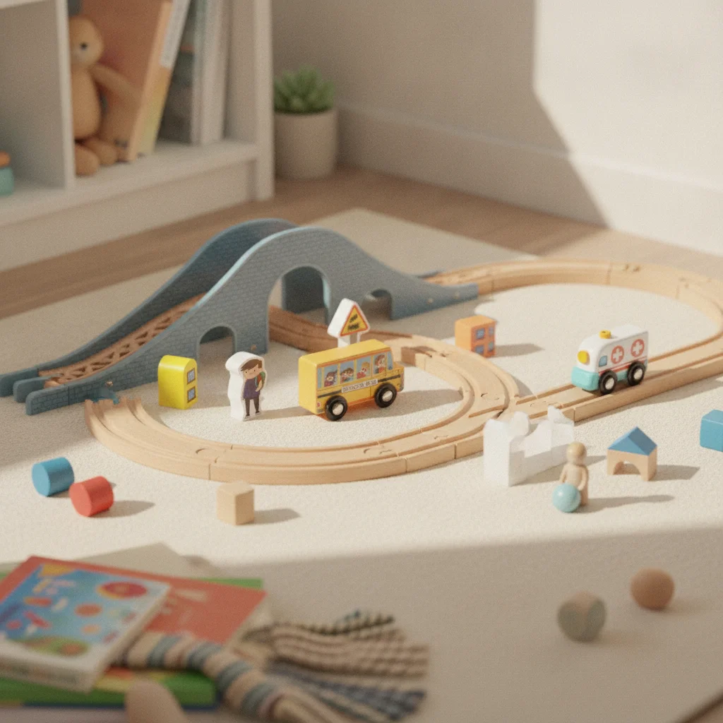 Wooden Scene Block Track Toy Cartoon-Style Interlocking Wooden Track Set Railway Layout Easy to Expand for Children
Wooden Scene Block Track Toy Cartoon-Style Interlocking Wooden Track Set Railway Layout Easy to Expand for Children