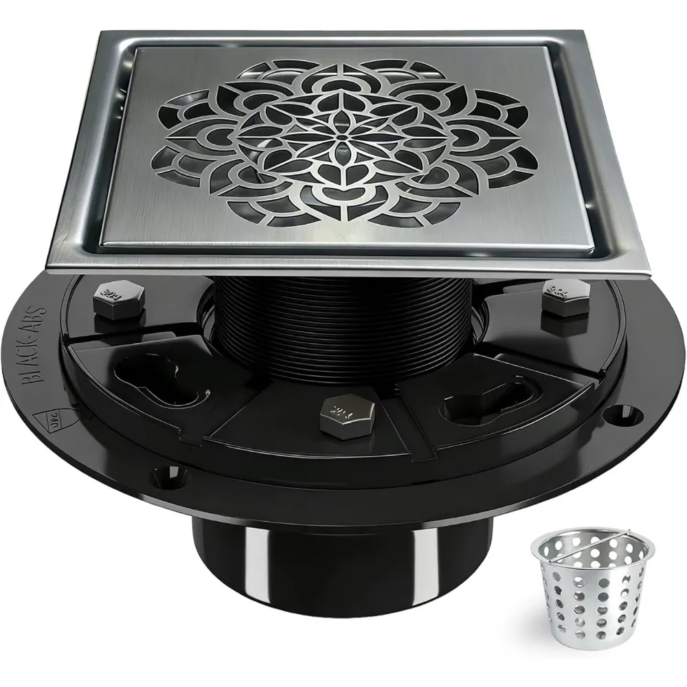 6 Inch Square Shower Floor Drain with Flange and Removable Grate 304 Stainless Steel Brushed Nickel
6 Inch Square Shower Floor Drain with Flange and Removable Grate 304 Stainless Steel Brushed Nickel