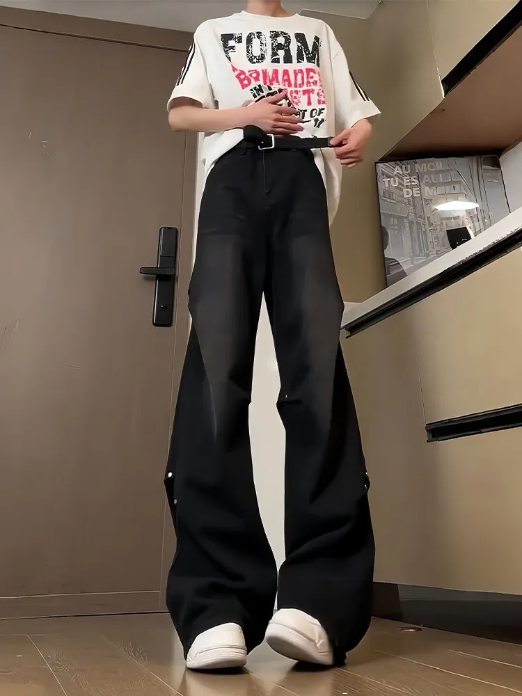 Black Washed Wide Leg Men's Jeans American High Street Rivet Pleated Workwear Straight Micro Flared Pants Youth Spring Fashion
Black Washed Wide Leg Men's Jeans American High Street Rivet Pleated Workwear Straight Micro Flared Pants Youth Spring Fashion