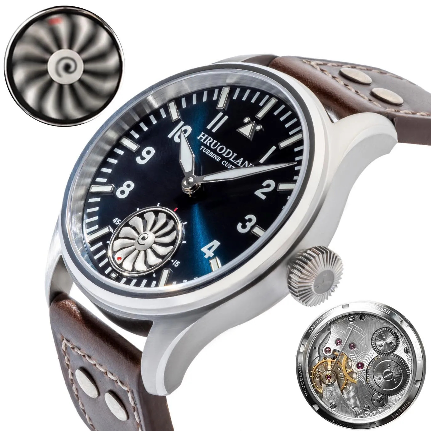 HRUODLAND Pilot Mechanical Watch Double-Sided Sapphire BGW9 Luminous Turbine Dial Vintage Leather Strap Men's Watch
HRUODLAND Pilot Mechanical Watch Double-Sided Sapphire BGW9 Luminous Turbine Dial Vintage Leather Strap Men's Watch