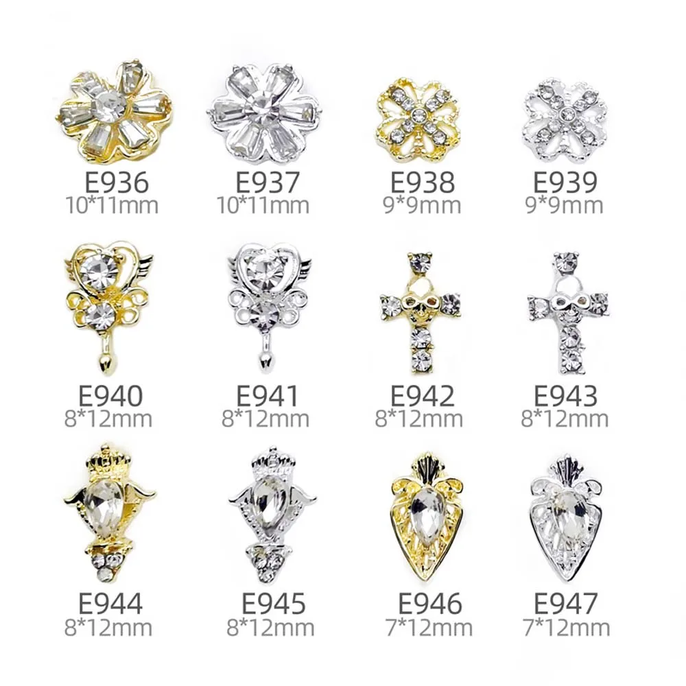 10Pcs 3D Skull/Cross/Flower Alloy Nail Charms Gold Silver Decoration Nail Art Jewelry Rhinestone Accessories Luxury Metal Parts
10Pcs 3D Skull/Cross/Flower Alloy Nail Charms Gold Silver Decoration Nail Art Jewelry Rhinestone Accessories Luxury Metal Parts