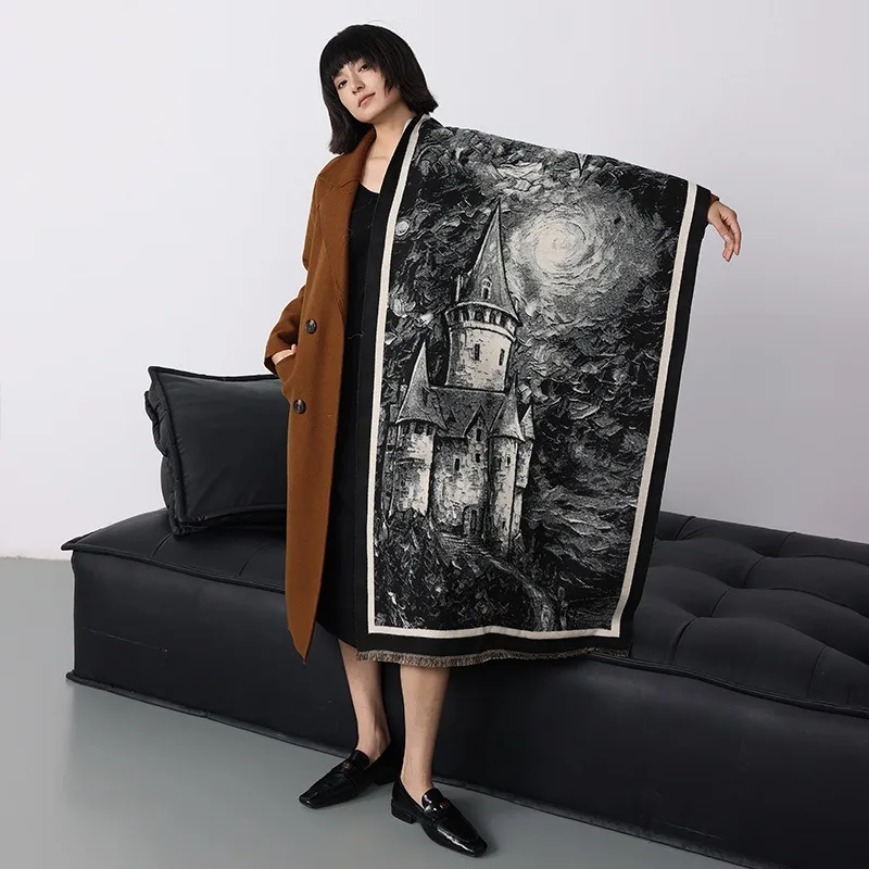 Retro autumn and winter vintage castle jacquard faux cashmere warm scarf for women, stylish and elegant mid-length
Retro autumn and winter vintage castle jacquard faux cashmere warm scarf for women, stylish and elegant mid-length