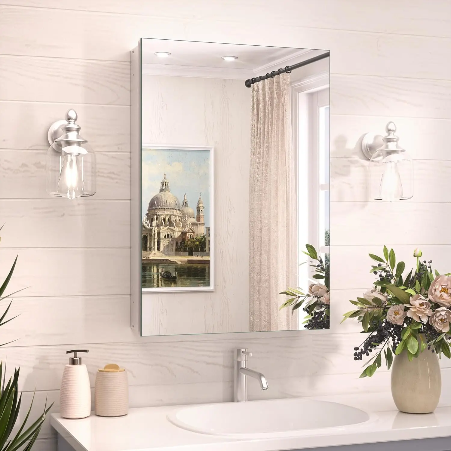 16x24 Bathroom Medicine Cabinet with Mirror, Aluminum Silver, Recessed or Surface Mount, Adjustable Storage
16x24 Bathroom Medicine Cabinet with Mirror, Aluminum Silver, Recessed or Surface Mount, Adjustable Storage