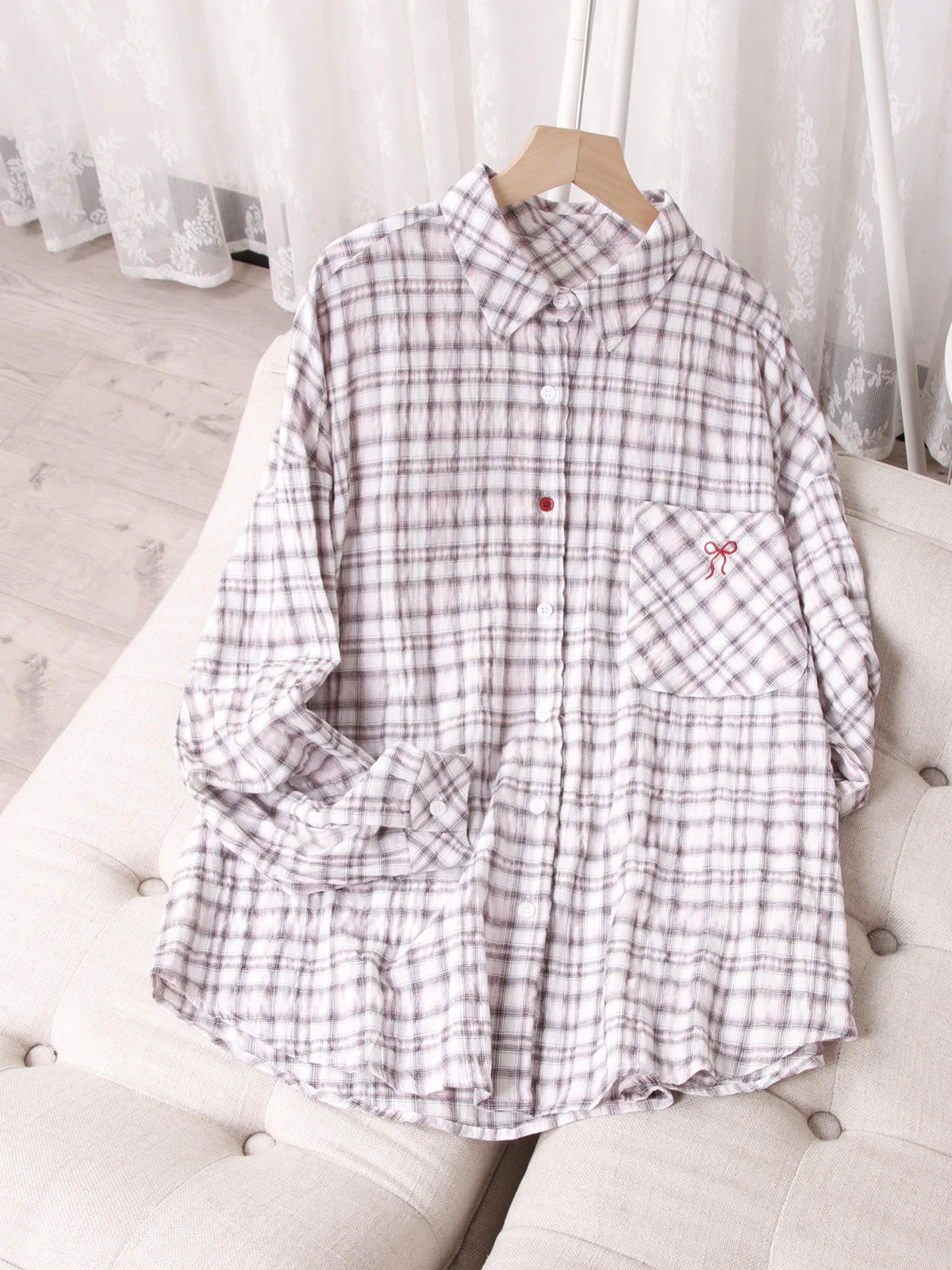Charmingly Whimsical Checkered Shirt Embrace a touch of whimsy with this delightful checkered shirt Perfect for character to you
Charmingly Whimsical Checkered Shirt Embrace a touch of whimsy with this delightful checkered shirt Perfect for character to you