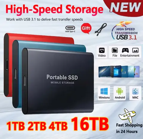 1TB High Speed External Hard Drive 2TB Hard Disk Portable ssd  Type-C/USB 3.1 Original Storage Device for Laptop/PC/Phone/Mac