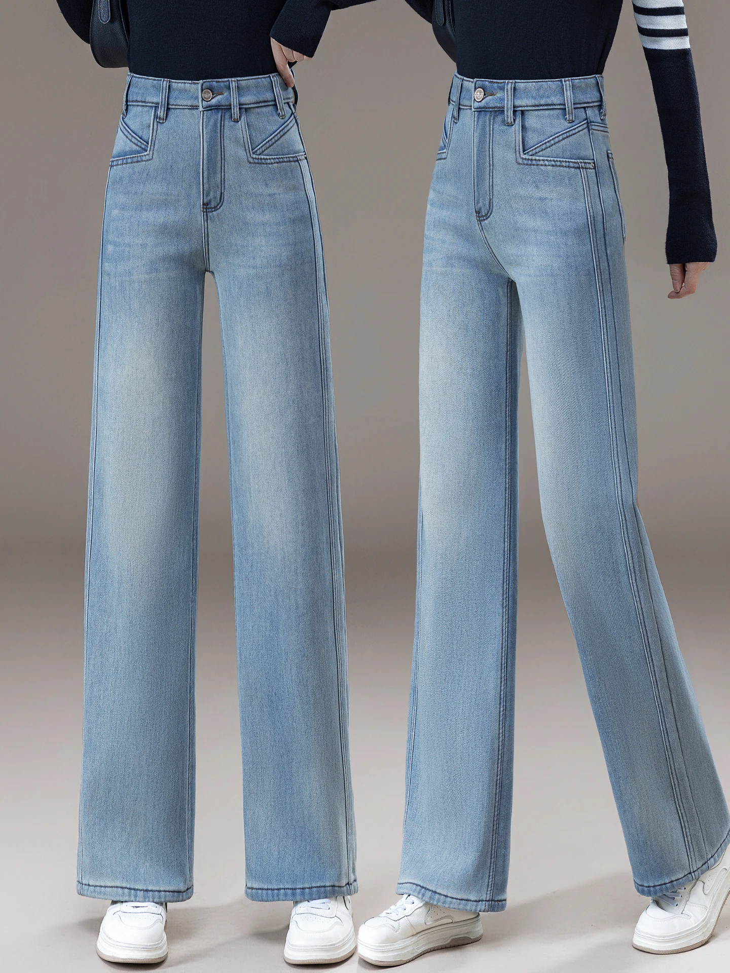 Slim Fit Bootcut Jeans Women's Fleece Lined Thick High Waist Slimming Straight Leg Denim Pants Casual Autumn Winter New Arrival
Slim Fit Bootcut Jeans Women's Fleece Lined Thick High Waist Slimming Straight Leg Denim Pants Casual Autumn Winter New Arrival