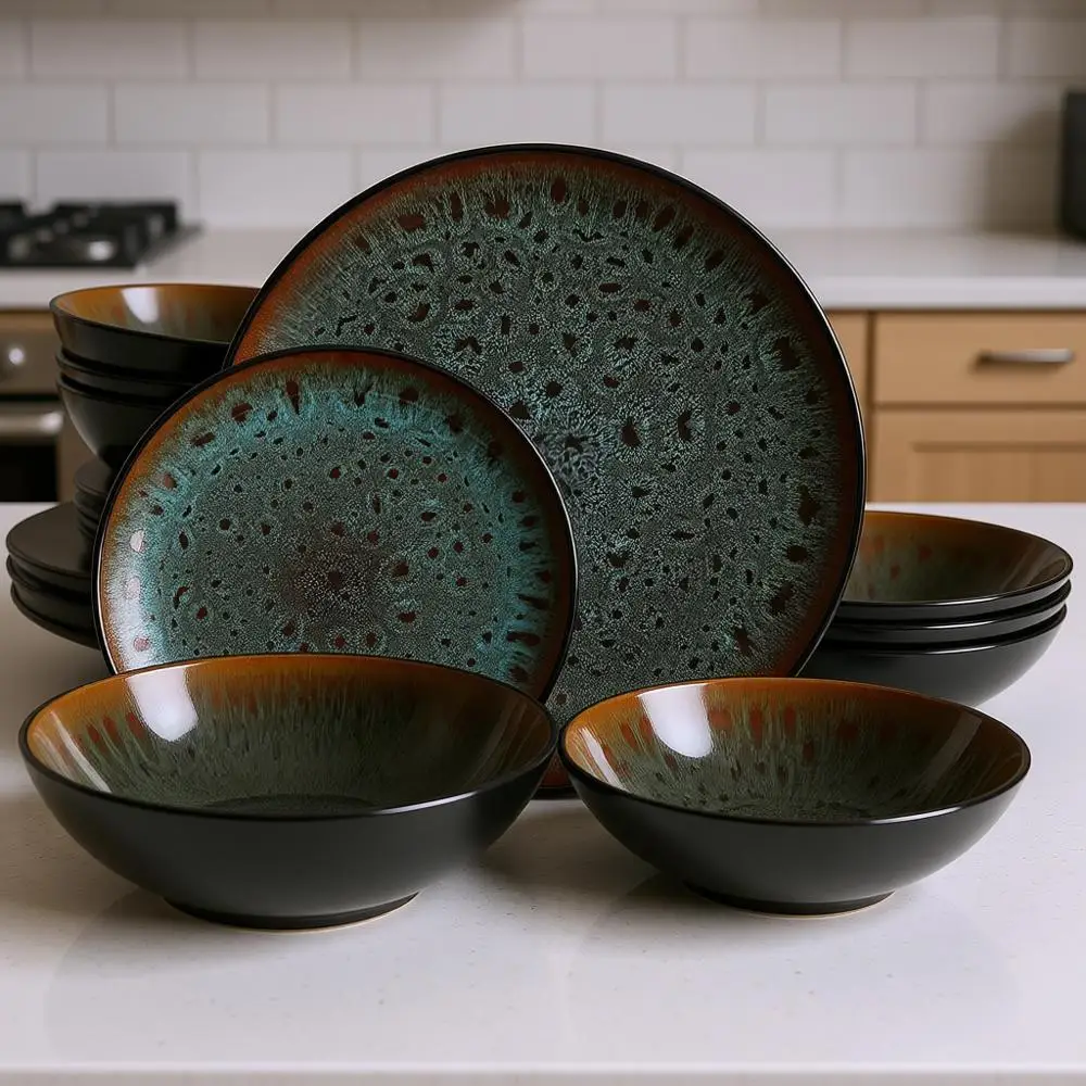 Double Bowl Dinnerware Set for 4, Teal, 16-Piece
Double Bowl Dinnerware Set for 4, Teal, 16-Piece