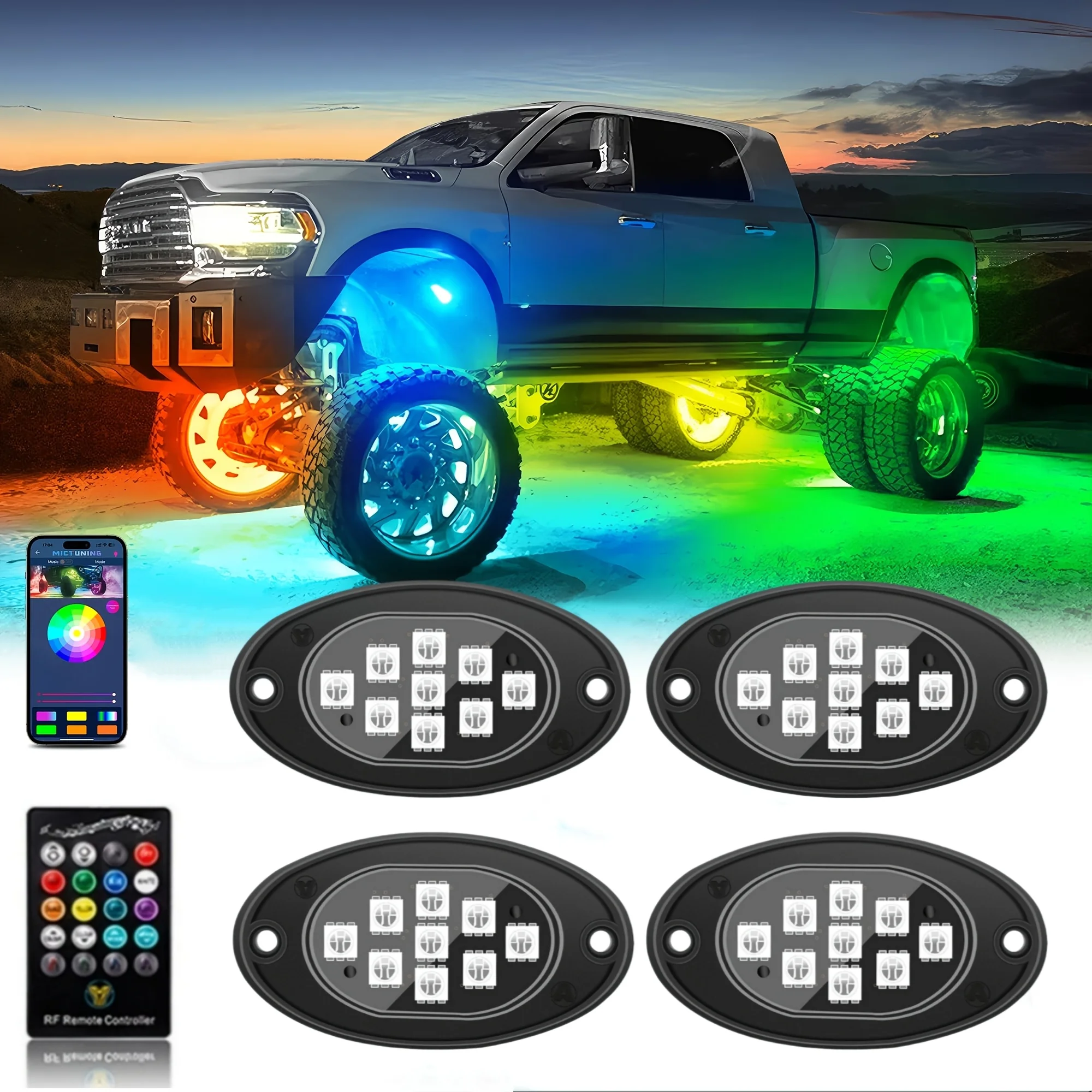 RGB LED Rock Lights With App/Remote Control & Timing & Music Mode Rock Lights For Trucks, Rock Light Kits For ATV RZR UTV
RGB LED Rock Lights With App/Remote Control & Timing & Music Mode Rock Lights For Trucks, Rock Light Kits For ATV RZR UTV