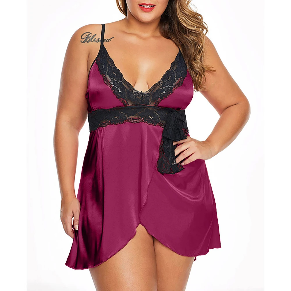 Женская однотонная кружевная атласная шелковая ночная рубашка больших размеров, женское нижнее белье, одежда для сна Babydoll, ночная рубашка, пижамный комплектL-5XL
Женская однотонная кружевная атласная шелковая ночная рубашка больших размеров, женское нижнее белье, одежда для сна Babydoll, ночная рубашка, пижамный комплектL-5XL
