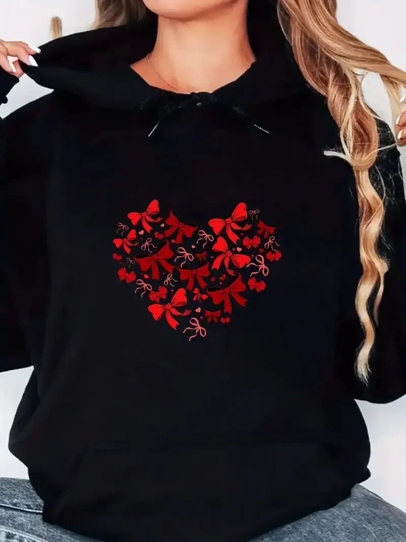 Women Valentine Day Hoodie Longline Black Sweatshirt With Red Floral Heart Cozy Fall Winter Pullover Hoodie With Kangaroo Pocket
Women Valentine Day Hoodie Longline Black Sweatshirt With Red Floral Heart Cozy Fall Winter Pullover Hoodie With Kangaroo Pocket