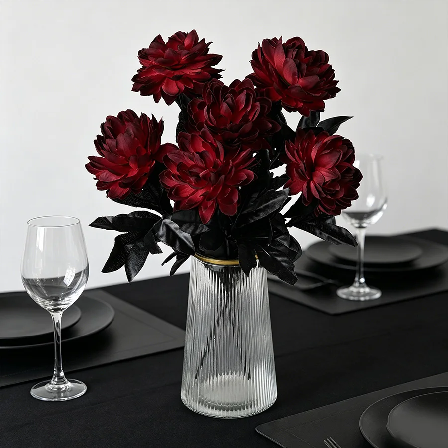 Black Red Dahlia Artificial Flower Gothic Style Fake Flower Stem with Black Leaves Halloween Wedding Birthday Home Party Decor
Black Red Dahlia Artificial Flower Gothic Style Fake Flower Stem with Black Leaves Halloween Wedding Birthday Home Party Decor