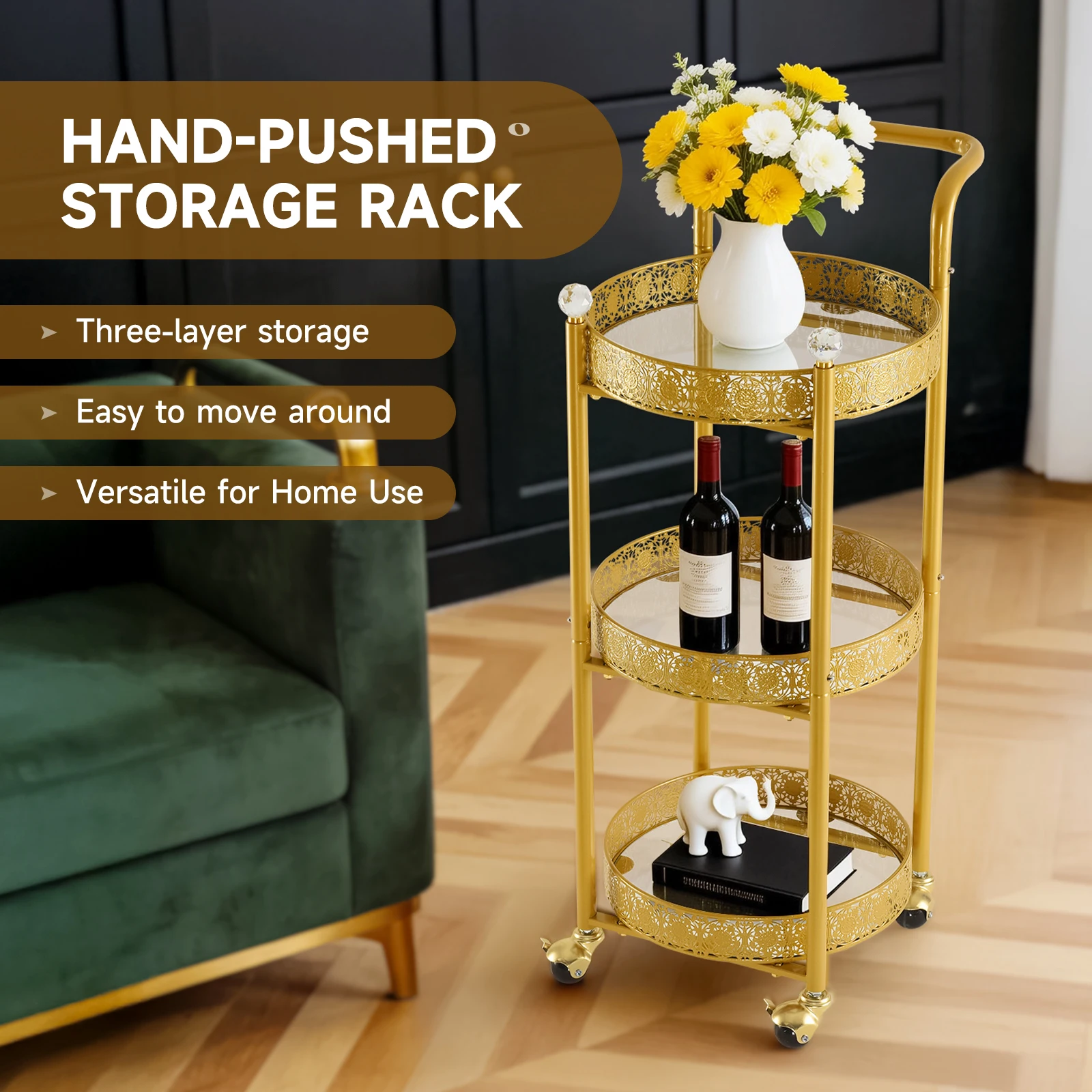 Multifunctional Mobile Trolley, Golden Bar Cart Suitable for Home Bar Service, Equipped with a Rolling Bar Cart with Lockable Casters, and a Glass Bar Cart with 3 Mirror Holders
Multifunctional Mobile Trolley, Golden Bar Cart Suitable for Home Bar Service, Equipped with a Rolling Bar Cart with Lockable Casters, and a Glass Bar Cart with 3 Mirror Holders