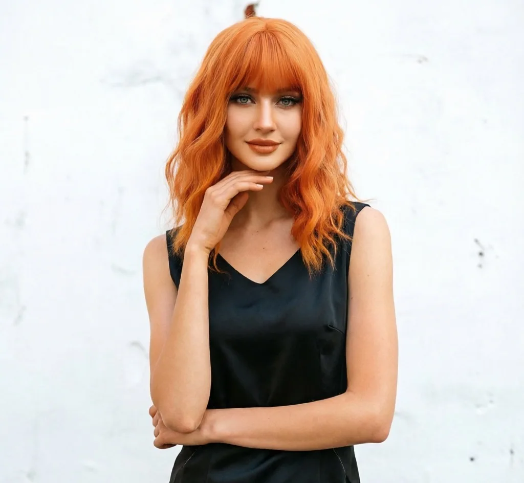 2026 European and American style orange blunt bangs short curly bob full head wig bright colour makes skin look fair
2026 European and American style orange blunt bangs short curly bob full head wig bright colour makes skin look fair