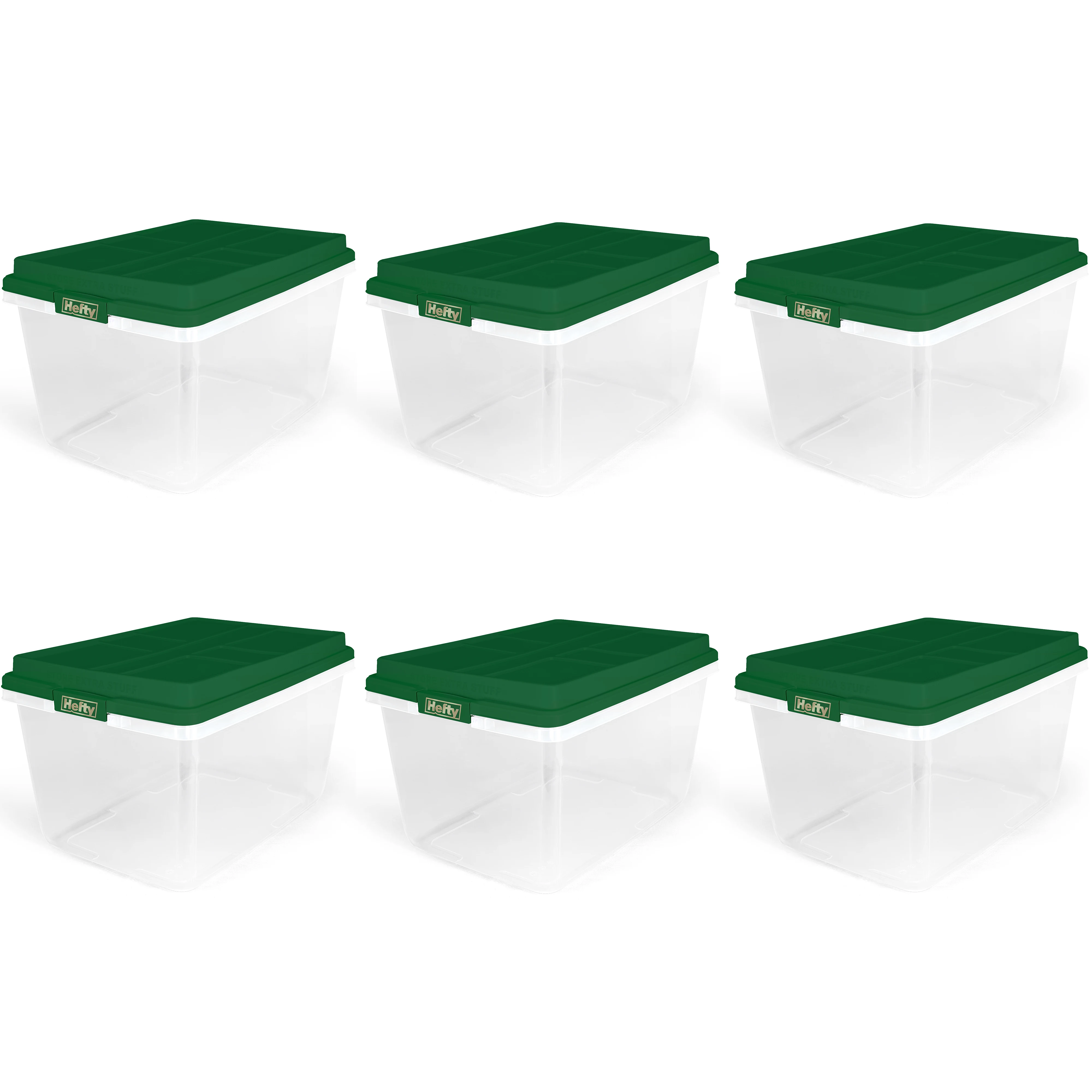 72 Quart Clear Plastic Christmas Storage Bin with Holiday Green HIRISE Lid, Set of 6
72 Quart Clear Plastic Christmas Storage Bin with Holiday Green HIRISE Lid, Set of 6