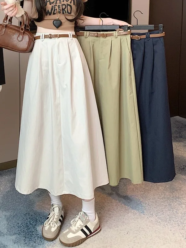 High Waist Loose Fit A-Line Midi Skirt Korean Style Washed Cotton Spring Summer New Arrival Elegant Umbrella Skirt for Women
High Waist Loose Fit A-Line Midi Skirt Korean Style Washed Cotton Spring Summer New Arrival Elegant Umbrella Skirt for Women
