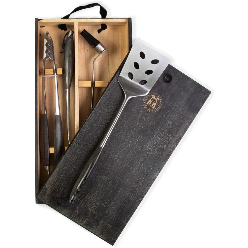 Schmidt Brothers - BBQ Ash 4 Piece Grill Set, Full-Forged Stainless Steel Grilling Utensils Including Spatula, Fork, Basting Bru
Schmidt Brothers - BBQ Ash 4 Piece Grill Set, Full-Forged Stainless Steel Grilling Utensils Including Spatula, Fork, Basting Bru