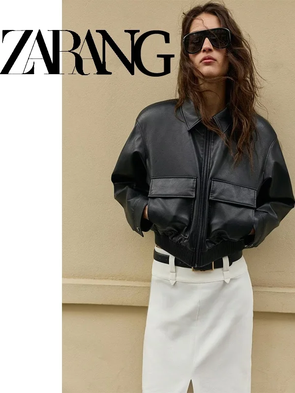 Fashionable Pilots Jacket Women's Spring New Arrival Pad Shoulder Faux Leather Coat Long Sleeve Zipper Closure Regular Length
Fashionable Pilots Jacket Women's Spring New Arrival Pad Shoulder Faux Leather Coat Long Sleeve Zipper Closure Regular Length