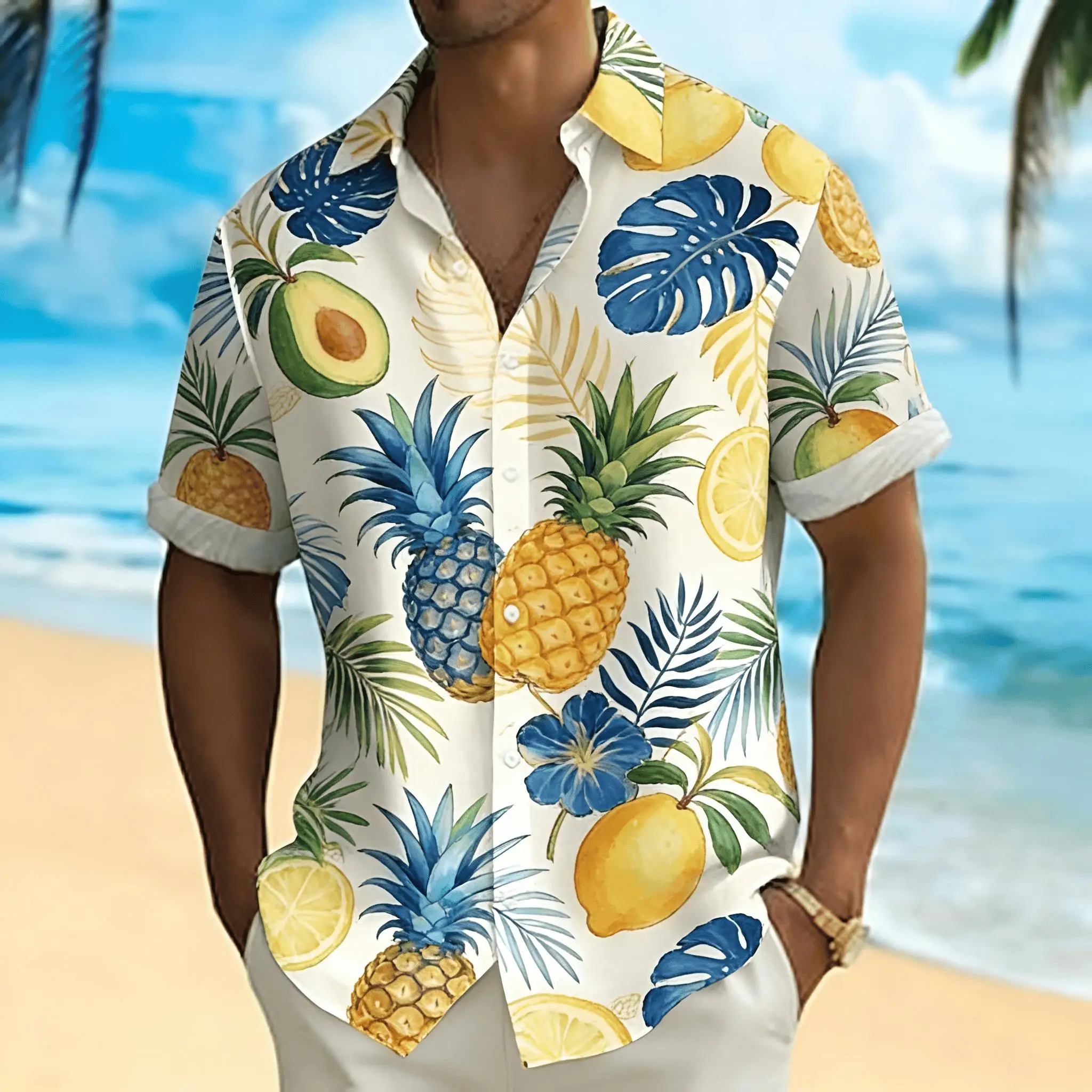 Men's Tropical Plant Print Short Sleeve Shirt, Spring Summer Hawaiian Vacation Casual Top, Pocket Lapel Style
Men's Tropical Plant Print Short Sleeve Shirt, Spring Summer Hawaiian Vacation Casual Top, Pocket Lapel Style