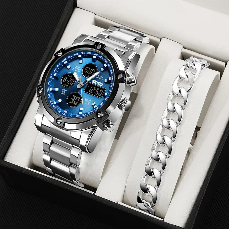 SKMEI Роскошные мужские кварцевые часы, спортивные цифровые наручные часы, водонепроницаемые браслеты из нержавеющей стали, мужские часы Relogio Masculino 1389 
SKMEI Роскошные мужские кварцевые часы, спортивные цифровые наручные часы, водонепроницаемые браслеты из нержавеющей стали, мужские часы Relogio Masculino 1389