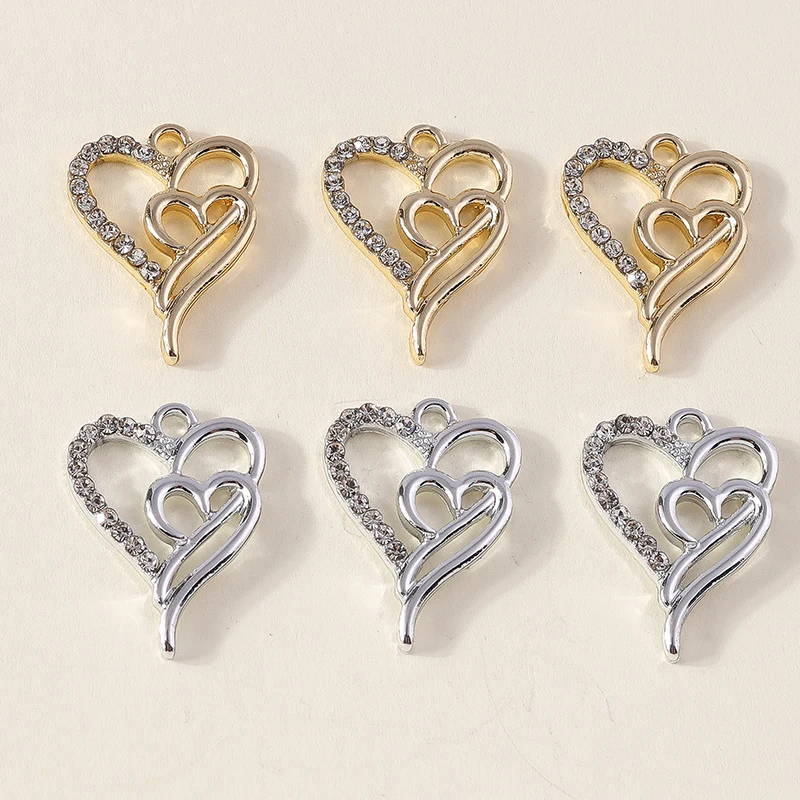 20pcs 15x20mm Cute Crystal Alloy Double Love Heart Charms Pendants for Jewelry Making Earrings Necklaces Accessories DIY Gifts
20pcs 15x20mm Cute Crystal Alloy Double Love Heart Charms Pendants for Jewelry Making Earrings Necklaces Accessories DIY Gifts