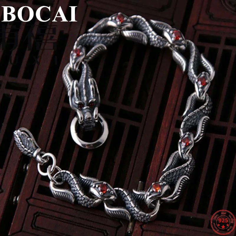 BOCAI S925 Sterling Silver Bracelets for Men New Fashion Emboss Loong Scaly Pattern Bamboo-chain Zircon Free Shippingewelry
BOCAI S925 Sterling Silver Bracelets for Men New Fashion Emboss Loong Scaly Pattern Bamboo-chain Zircon Free Shippingewelry