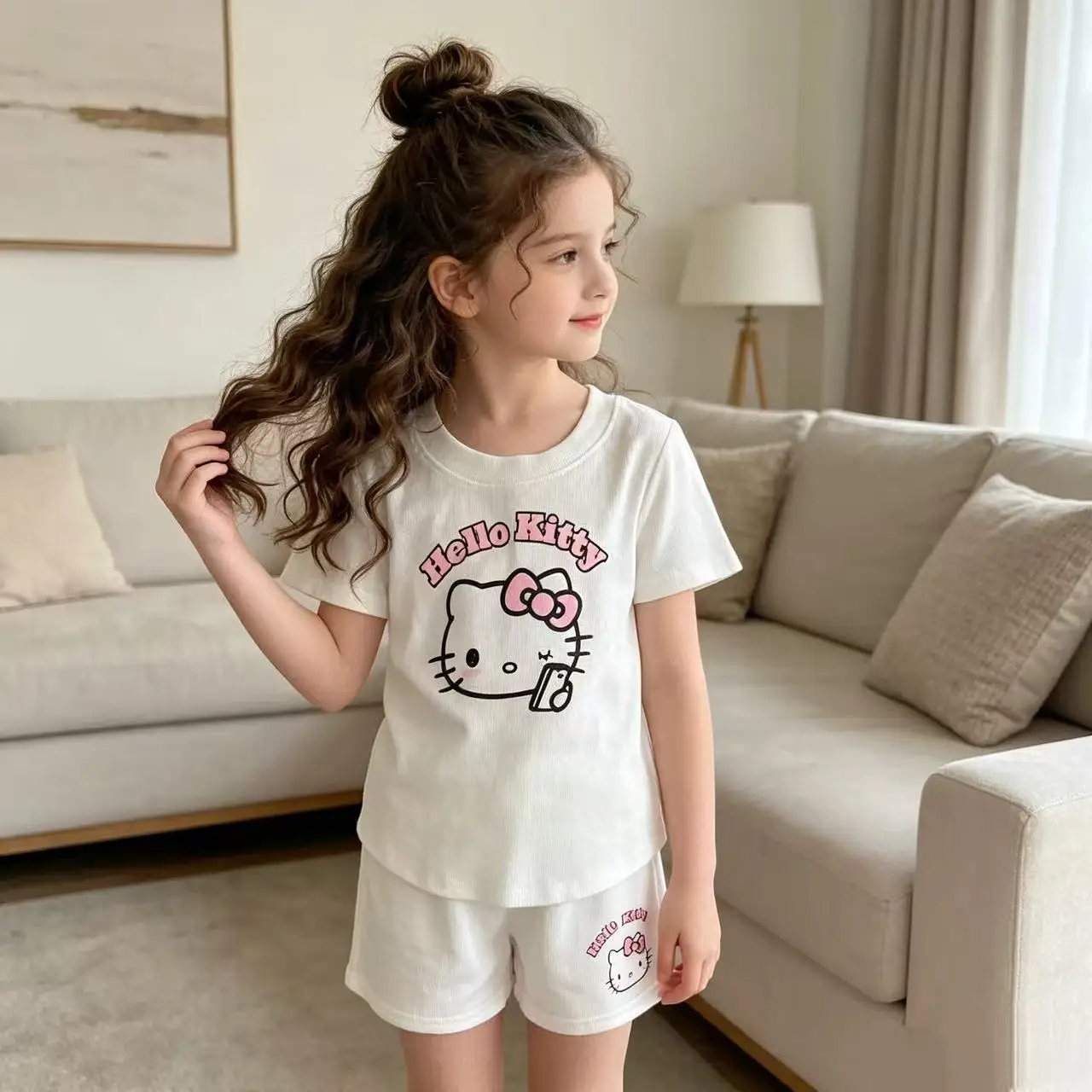 Anime Hello Kitty Pajamas Set Cute Household Clothes Children's T-Shirt Shorts 2Piece Kawaii Loungewear Student Nightwear Gifts
Anime Hello Kitty Pajamas Set Cute Household Clothes Children's T-Shirt Shorts 2Piece Kawaii Loungewear Student Nightwear Gifts