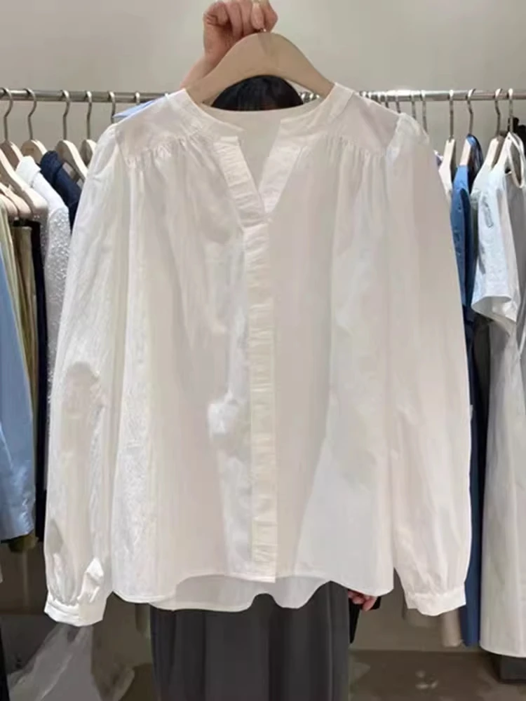 Loose Casual Long Sleeve round Neck Bubble Sleeve Shirt Women's Dongda Gate White New Style Spring Autumn Fashion Top
Loose Casual Long Sleeve round Neck Bubble Sleeve Shirt Women's Dongda Gate White New Style Spring Autumn Fashion Top