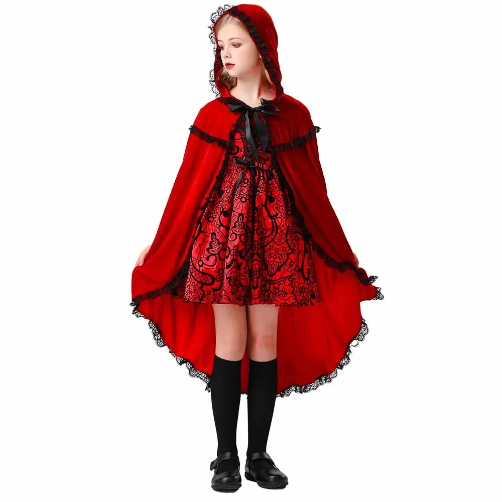 Halloween Little Red Riding Hood Cosplay Costumes With Cloak Kids Medieval Fairy Tale Performance Outfit Stage Show Clothing
Halloween Little Red Riding Hood Cosplay Costumes With Cloak Kids Medieval Fairy Tale Performance Outfit Stage Show Clothing