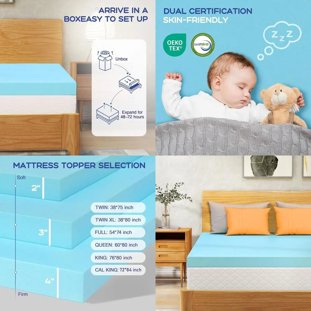 2 Inch Cooling Gel Memory Foam Mattress Topper for Back Pain Relief, CertiPUR-US Certified, Breathable Pressure Relief Pad (Blue
2 Inch Cooling Gel Memory Foam Mattress Topper for Back Pain Relief, CertiPUR-US Certified, Breathable Pressure Relief Pad (Blue